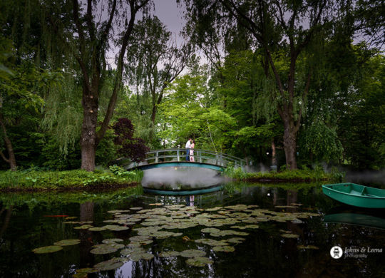 Bridge over a pond of water lilies by Monet. NJ Engagements & Weddings